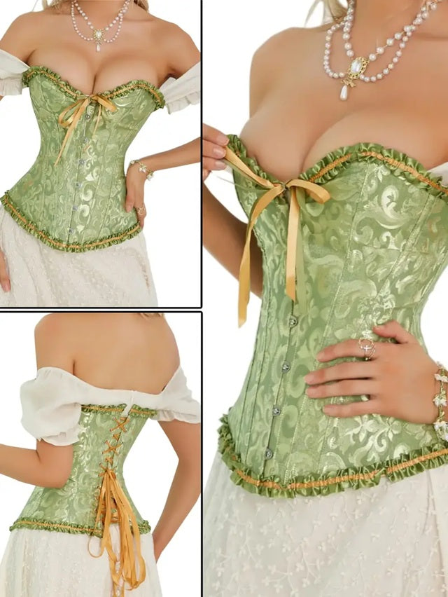 Corset Victoriano verde con dorado verde de Roany Corsets Oficial | elegante y de alta calidad | Compra online en Perú, Chile, Bolivia y EE.UU. | Imagen 6.1