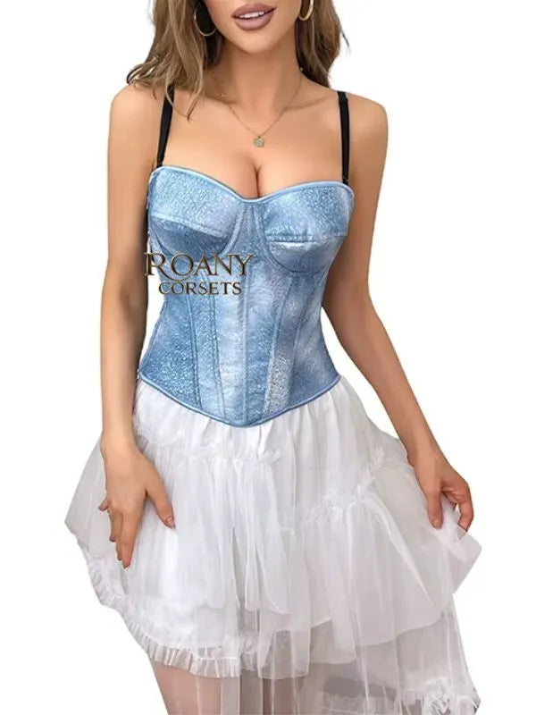 Corset Azul Cielo con Tirantes – Elegante y Ajustable 💙
