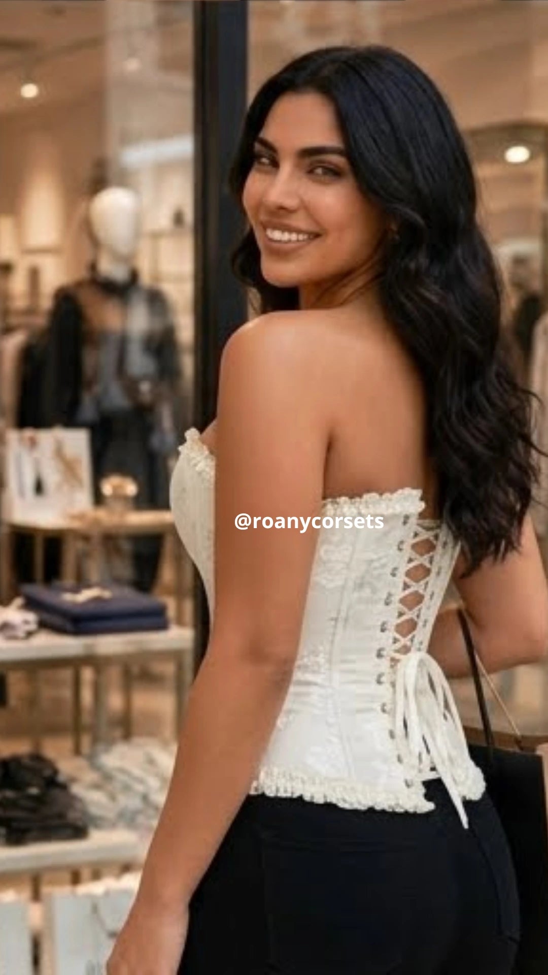 Corset Victoriano Beig Overbust de Jacquard Brocado