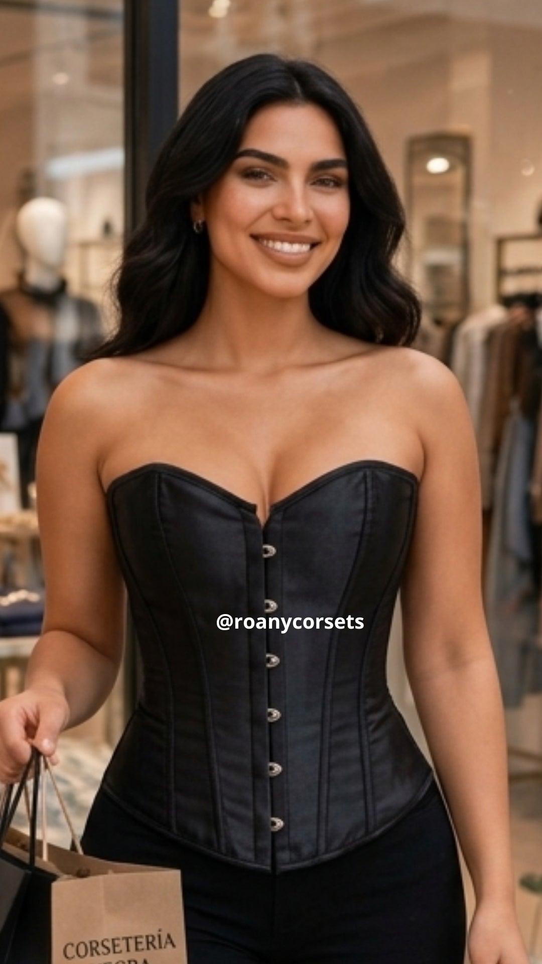 Corset Satinado Negro | Moldea la Cintura
