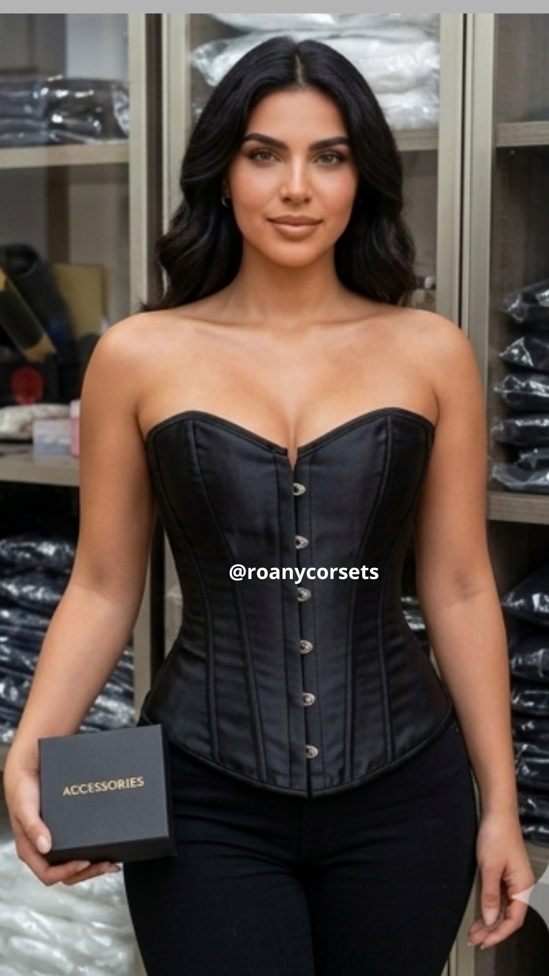 Corset Satinado Negro | Moldea la Cintura
