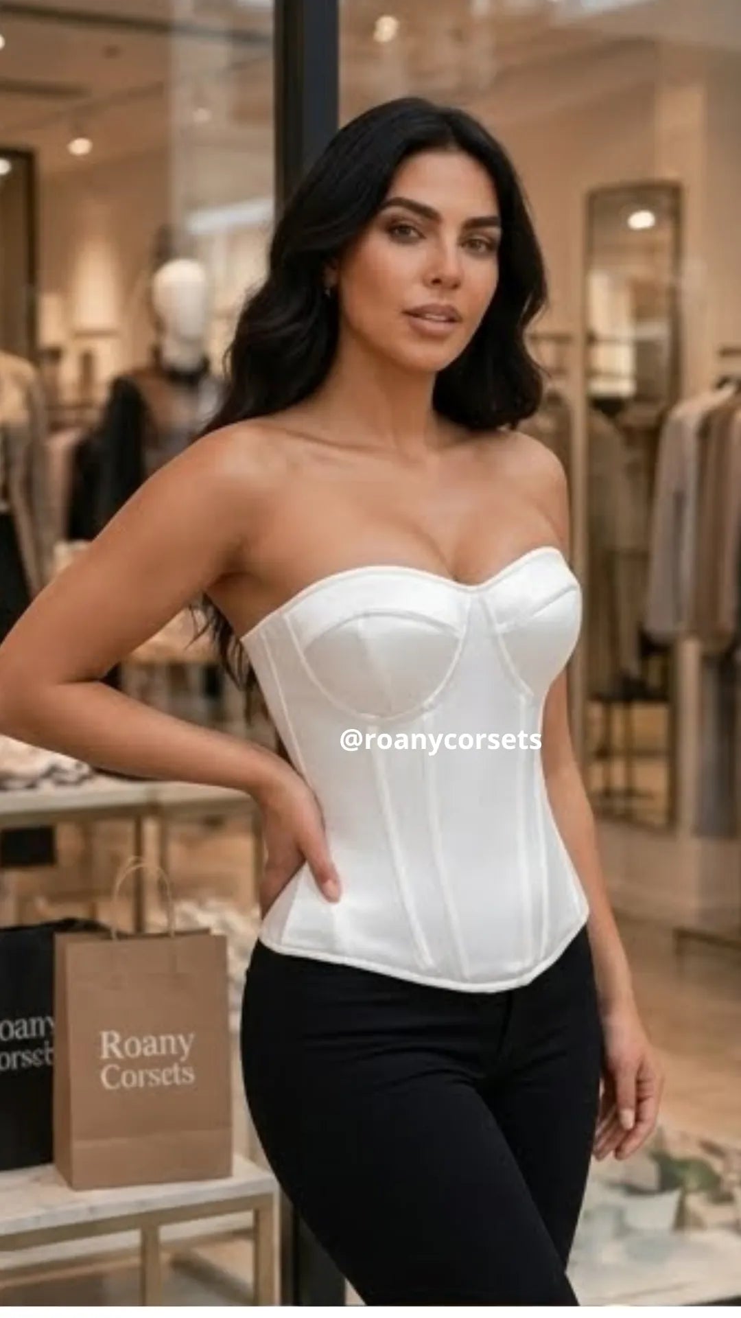 Top Corset Satinado Blanco Efecto Modelador