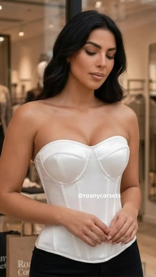 Top Corset Satinado Blanco Efecto Modelador