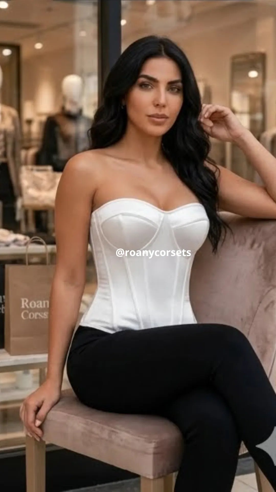 Top Corset Satinado Blanco Efecto Modelador