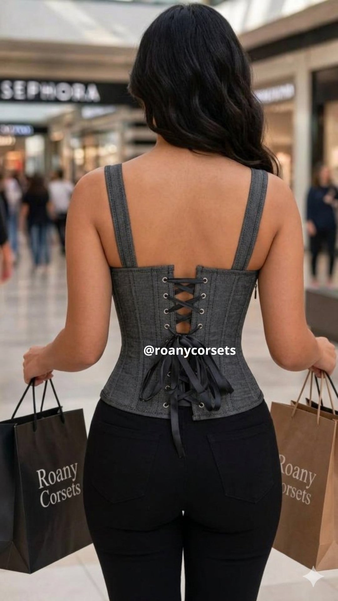 Top Corset Denim Gris Grafito - Roany Corsets | Colección Vintage