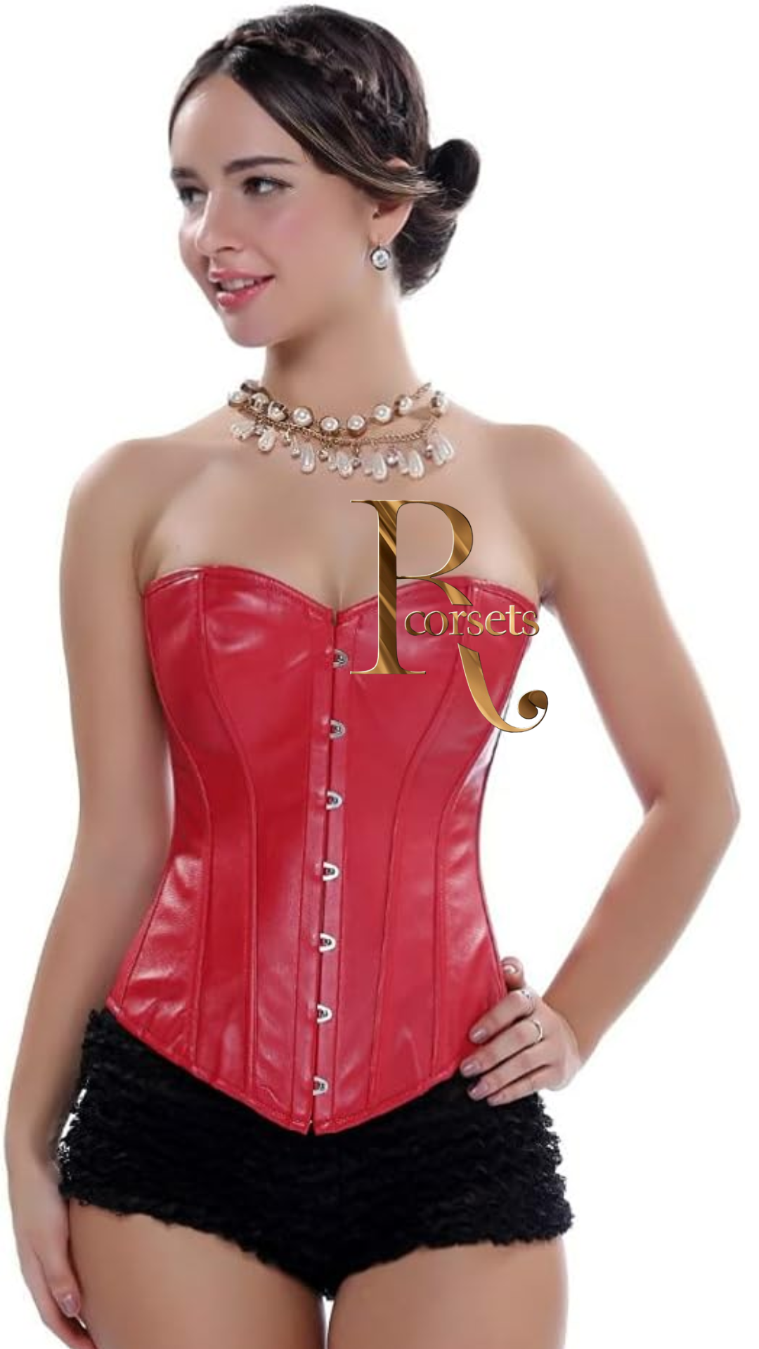Corsés Bustiers Corsé de Cuero sintética más tamaño Sexy Rojo Negro Cuero Rojo de Roany Corsets | Corset Victoriano elegante y de alta calidad | Compra online en Perú, Chile, Bolivia y EE.UU. | Imagen 24
