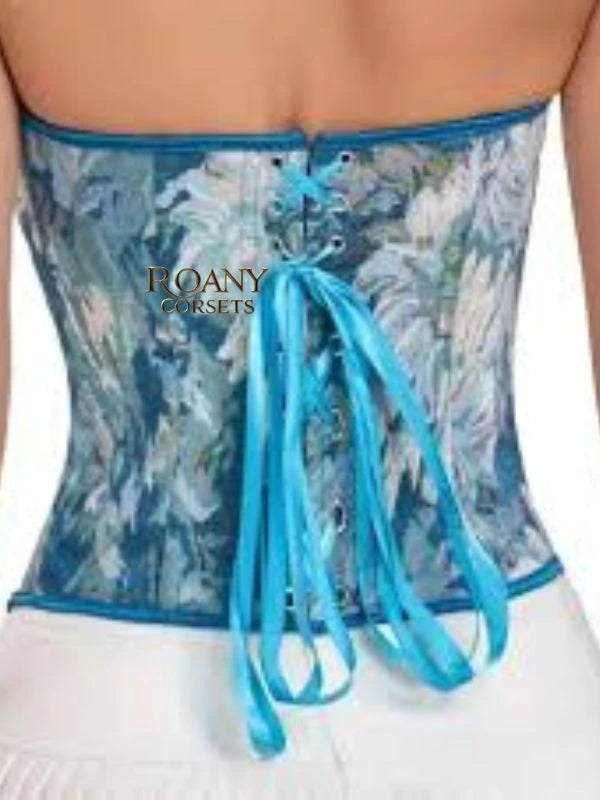 Corset Victoriano Floreado Azul Claro – Elegancia Vintage y Ajuste Perfecto 💠