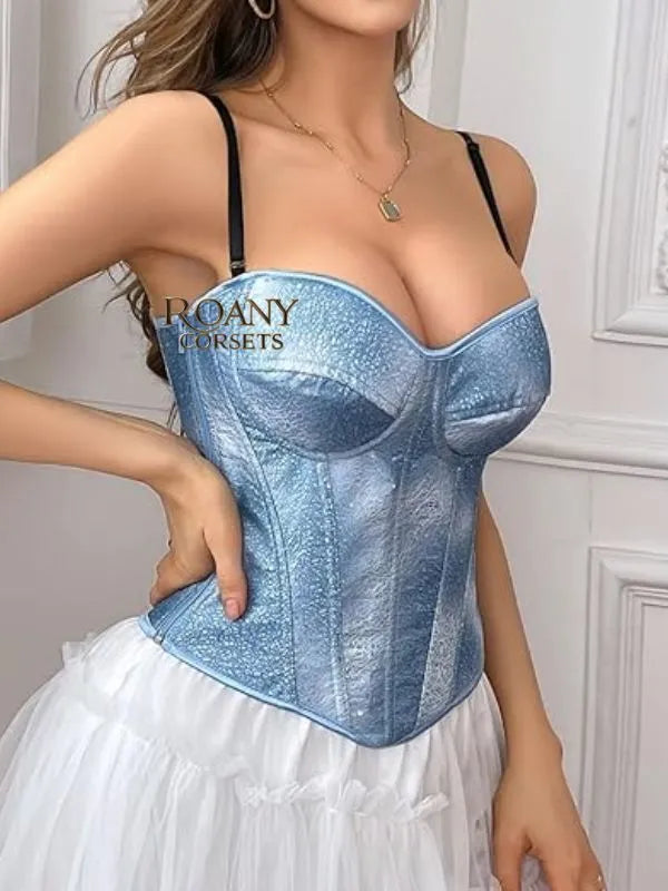 Corset Azul Cielo con Tirantes – Elegante y Ajustable 💙