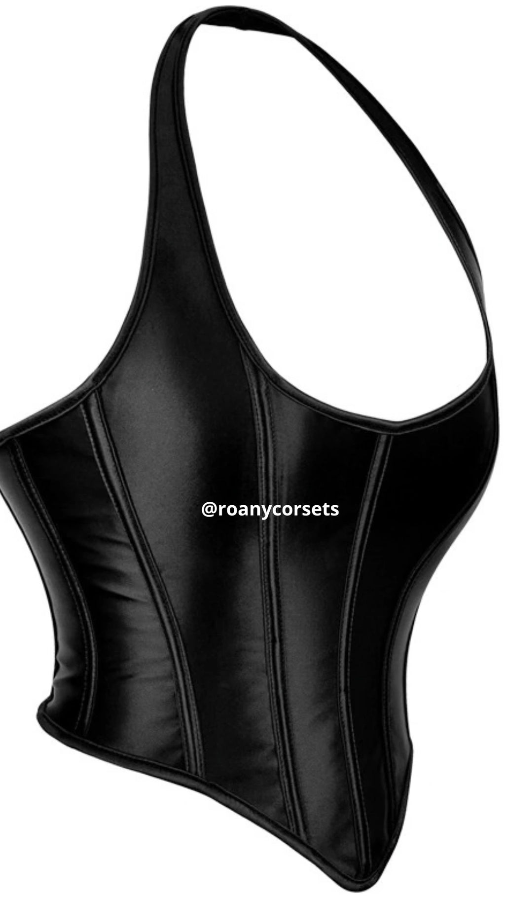 Corset Negro Halter Satinado - Con Lazo Frontal | Roany Corsets