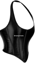 Corset Negro Halter Satinado - Con Lazo Frontal | Roany Corsets