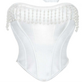 Corset Blanco con Perlas Colgantes - Roany Corsets