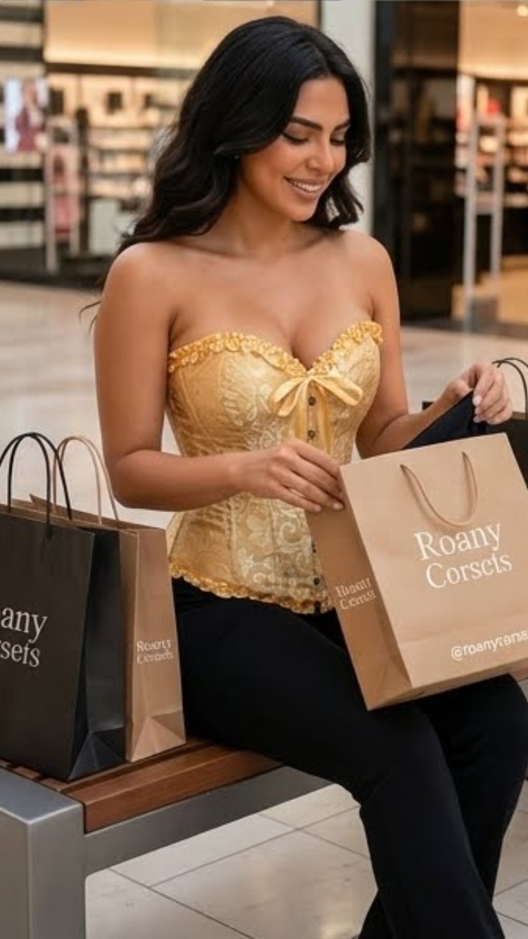 Corset Roam – Corset Amarillo Brillante Brocado | Push Up Cintura de Avispa