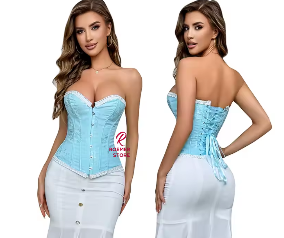 Corset Azul Agua Victoriano - Elegancia Clásica y Confort S de Roany Corsets | Corset Victoriano elegante y de alta calidad | Compra online en Perú, Chile, Bolivia y EE.UU. | Imagen 4