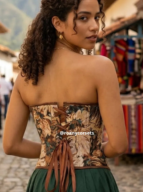 Corset Floreado Marrón