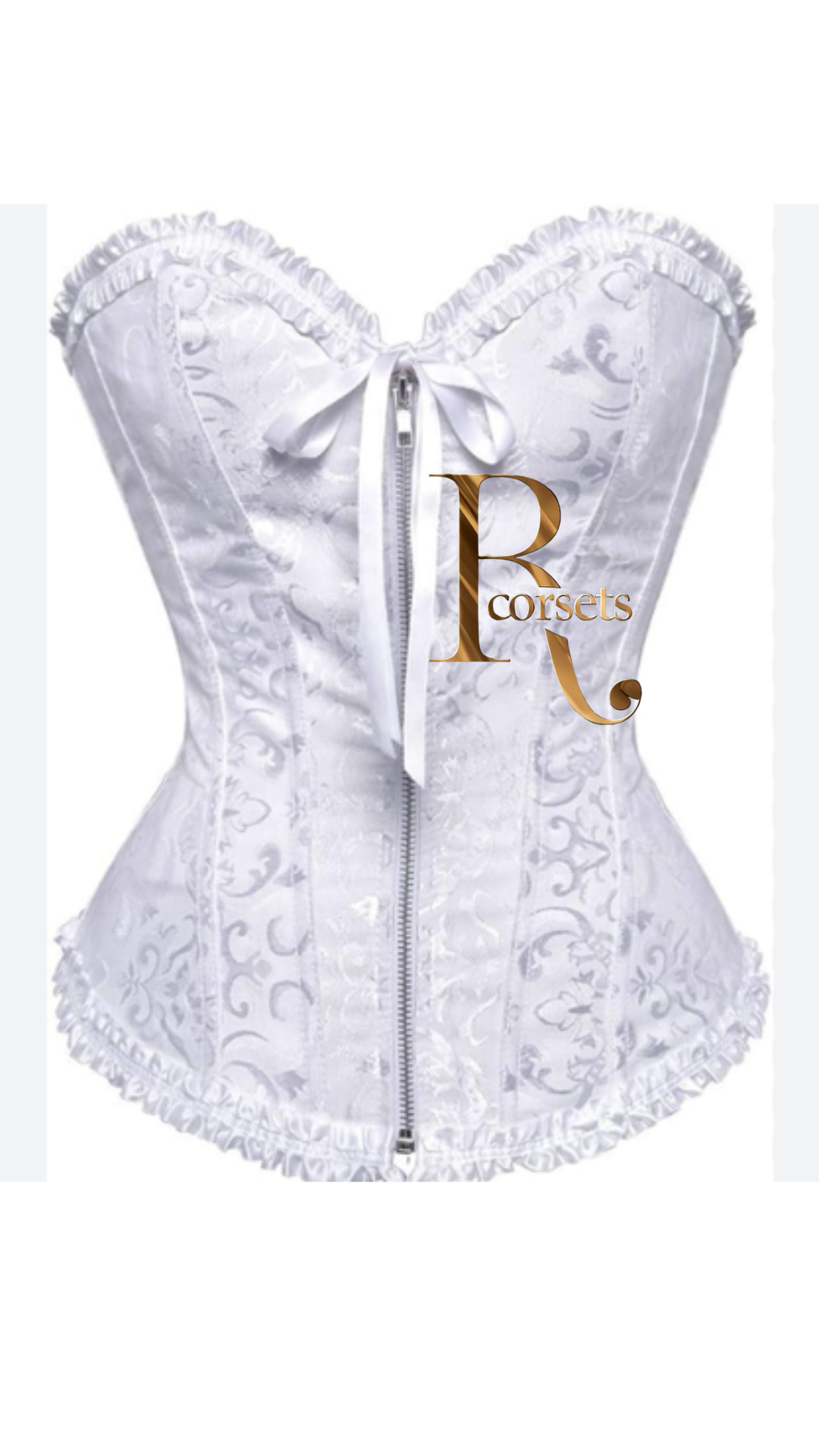Corset Victoriano con Cierre Frontal – Blanco y Negro Elegante