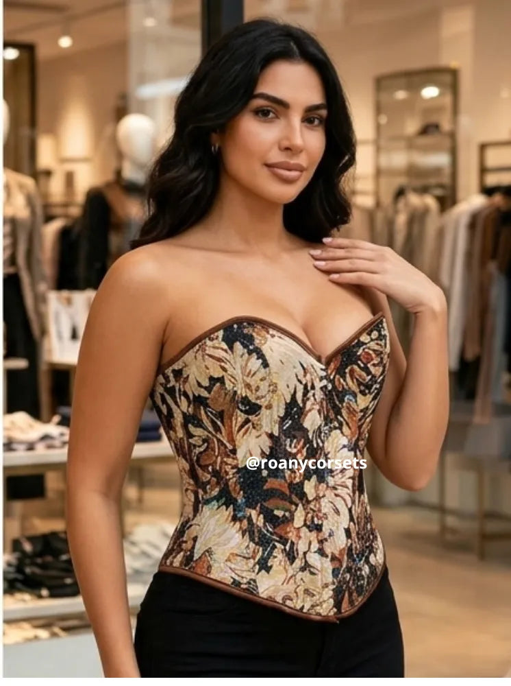 Corset Floreado Marrón