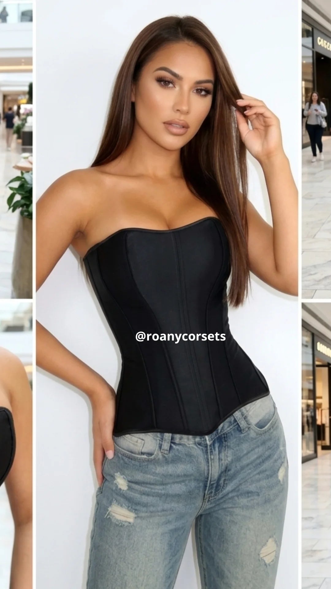 Corset Negro Liso Satinado | Overbust Clásico | Moldeador | Roany