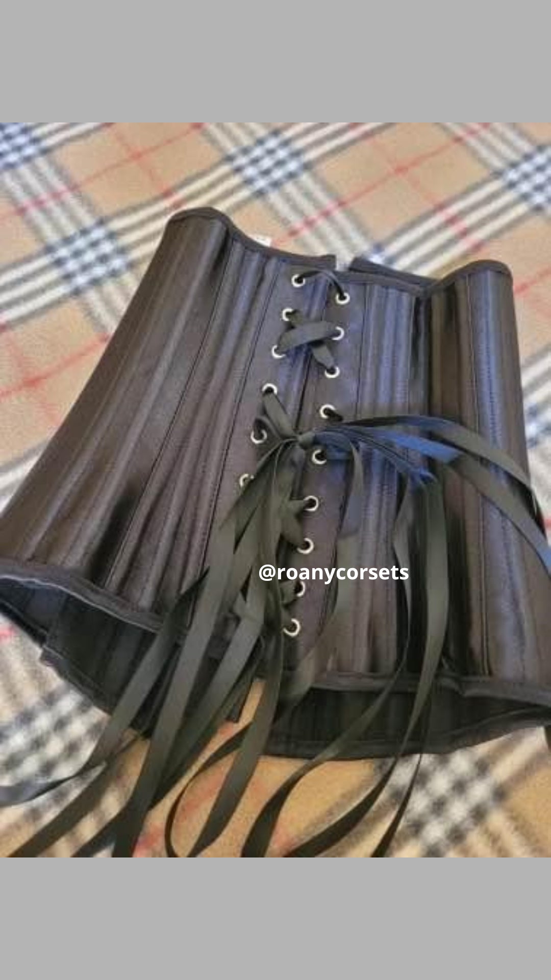 Corset Negro Moldeador de Cintura Satinado - 28 Varillas Premium