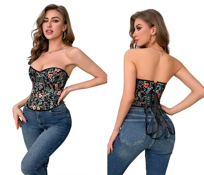 Corset Floral Negro - Sofisticación y Sensualidad en Cada Detalle