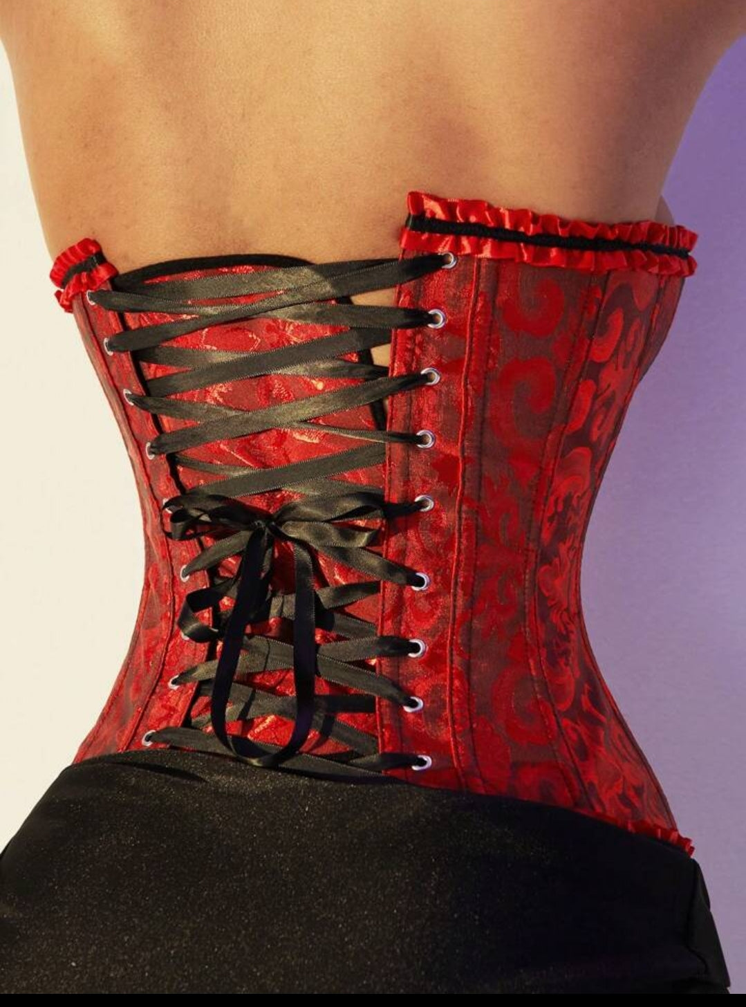 Corset Victoriano Rojo con Negro | Estilizador de Cintura con Broches