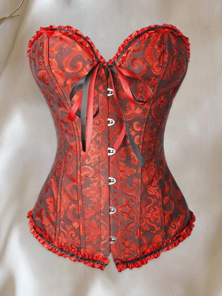 Corset Victoriano Rojo con Negro | Estilizador de Cintura con Broches