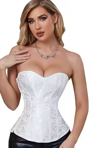 🖤 Corset Brocado Elegante – Estilo Clásico en Blanco o Negro