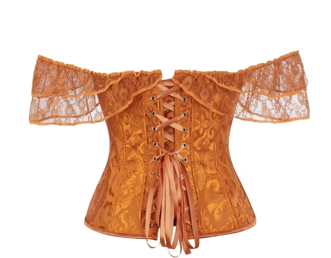 Corset Victoriano con Mangas naranja tostado