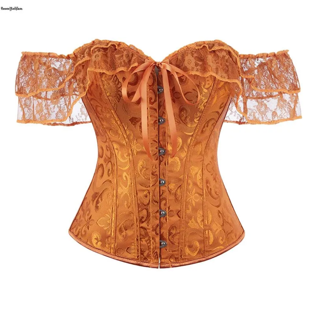 Corset Victoriano con Mangas naranja tostado
