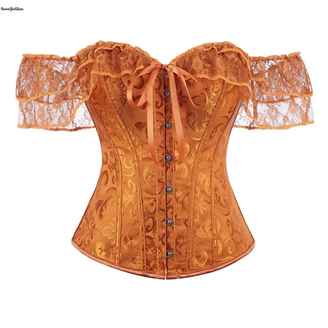 Corset Victoriano con Mangas naranja tostado