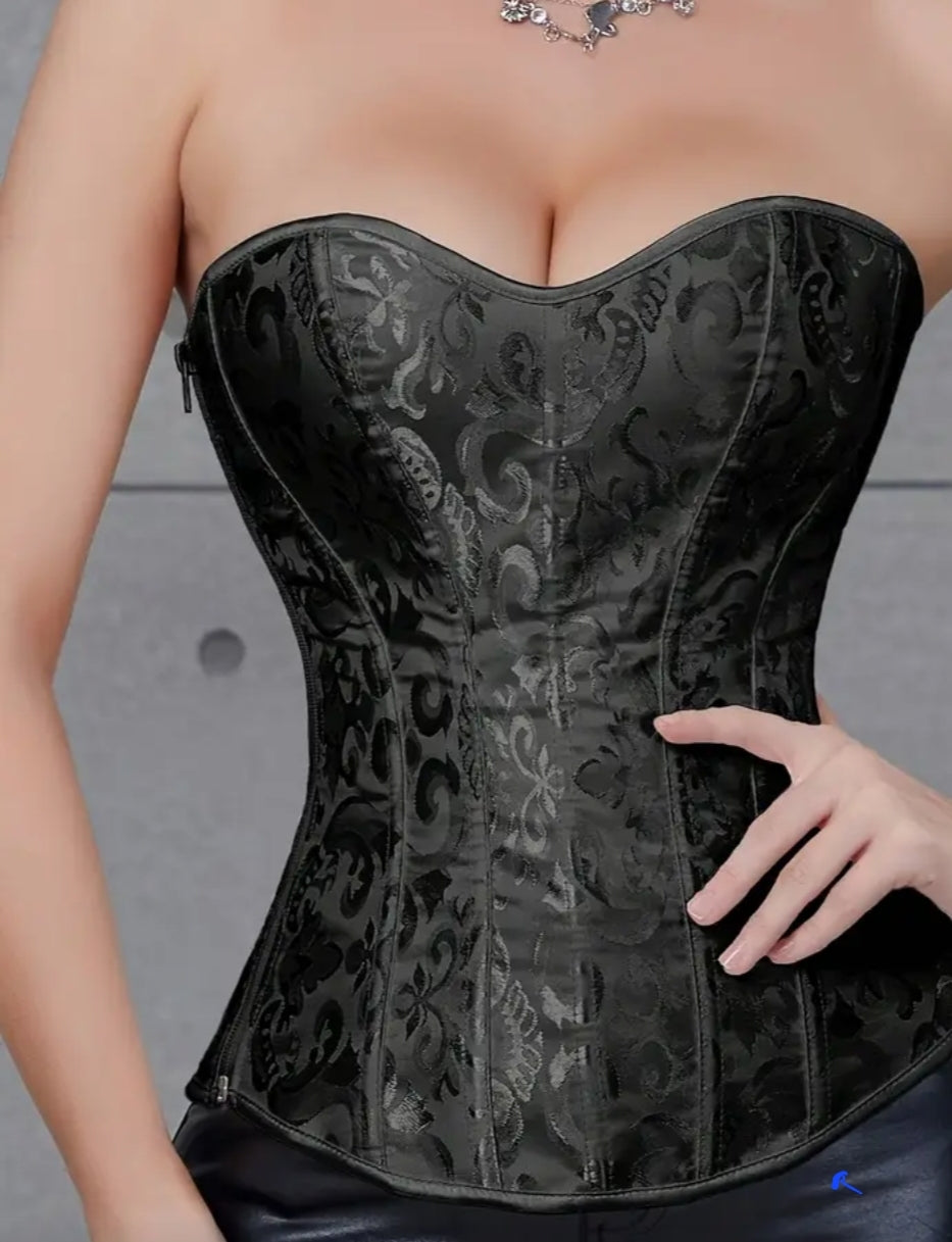 🖤 Corset Brocado Elegante – Estilo Clásico en Blanco o Negro