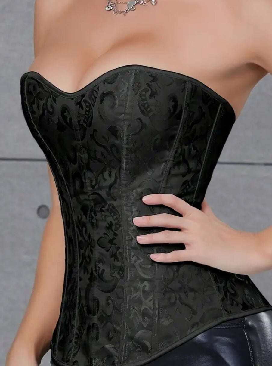 🖤 Corset Brocado Elegante – Estilo Clásico en Blanco o Negro
