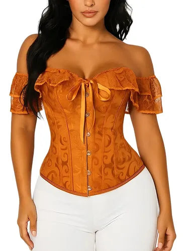 Corset Victoriano con Mangas naranja tostado